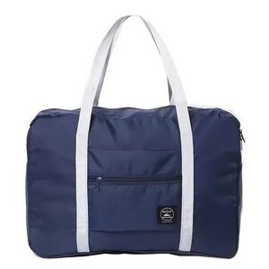 Navy Blue Travel Bag with White Straps